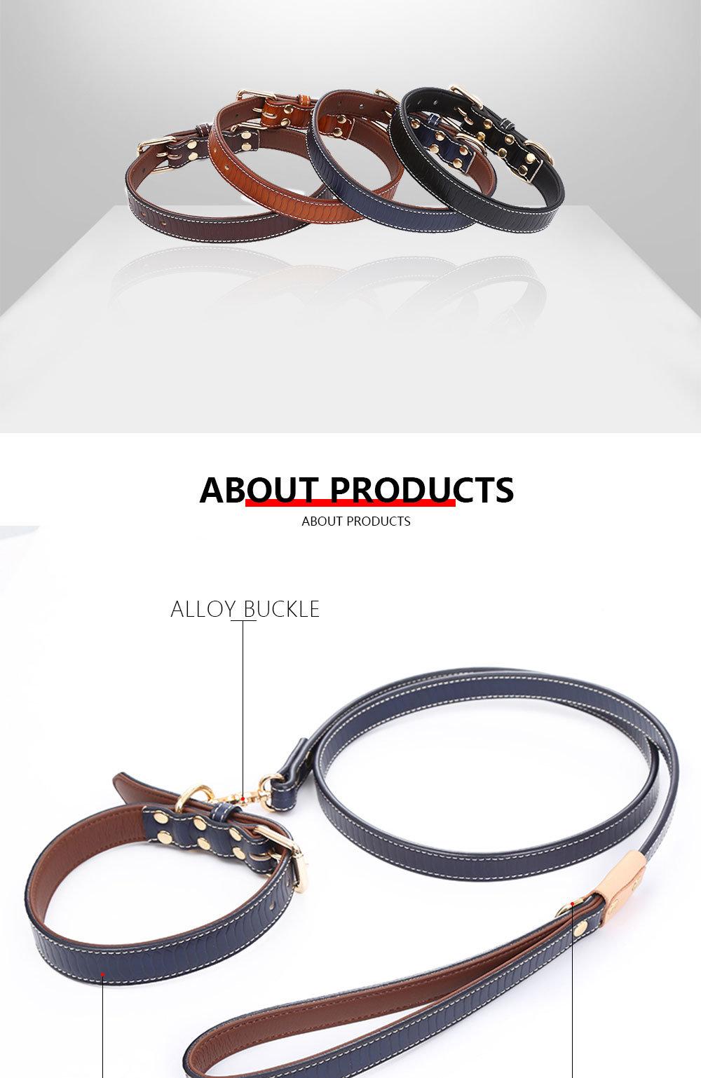 Luxury Pet Collar Traction Rope Set Adjustable Leathe Leash Set