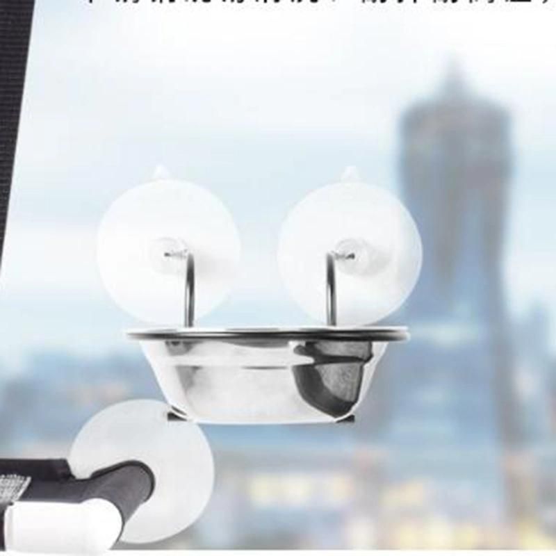 Suction Cup Windowsill Bowl 304 Stainless Steel Bowl Hanging Bold Iron Craft Pet Bowl Cat Bowl