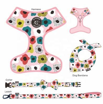 2021 Dog Accessories Custom Pattern Designer Pet Supplies Soft Best Collar Leash Harness for Small Dogs