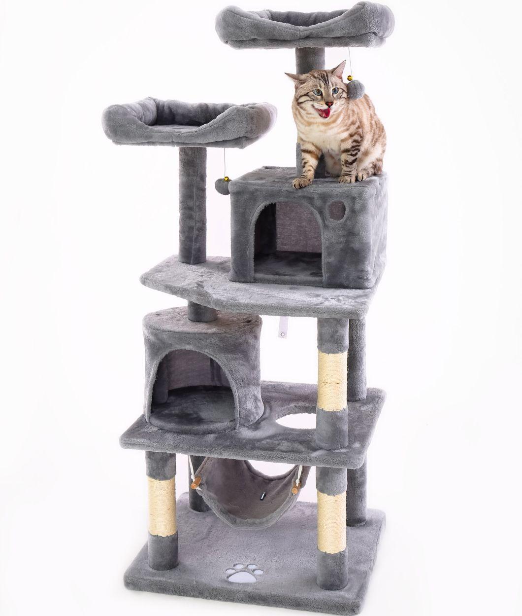 57.08 Inch Multi Storey Cat Tree with Comfortable Shelter and Stable Cat Tower