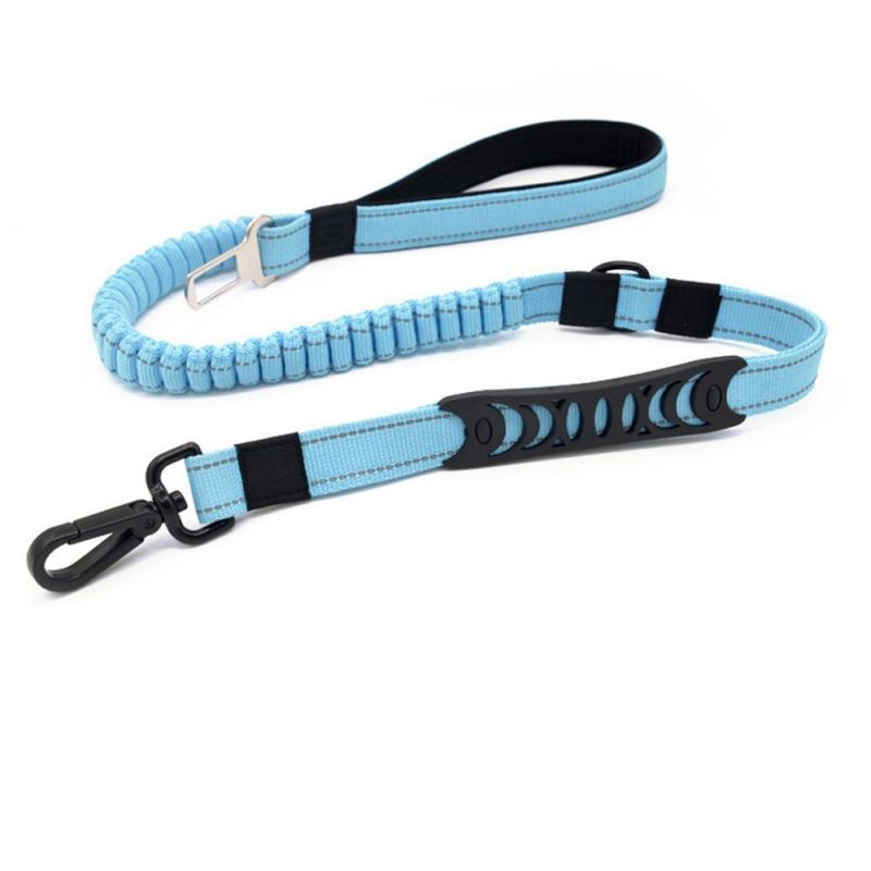 Reflective Dog Walking Training Shock Absorbing Bungee Leash with Car Seat Belt Buckle