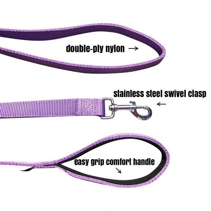 Reflective Durable Nylon Dog Leash- Padded Handle for Walks in 5 Colors Option
