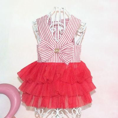 Fashion Design Summer Striped Dog Girl Dress for Pets Clothes