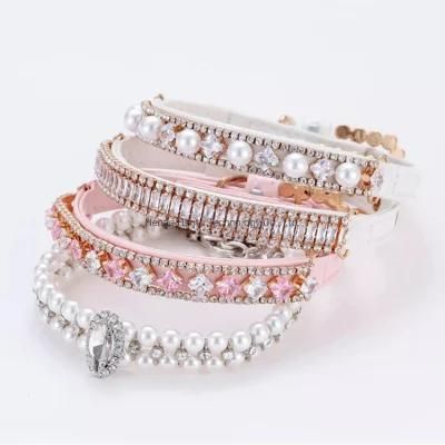 Diamond Pink Bling Dog Collar Luxury Dog Collars Designer Cat Jewelry Necklace Pet Accessories