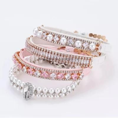 Diamond Pink Bling Dog Collar Luxury Dog Collars Designer Cat Jewelry Necklace Pet Accessories