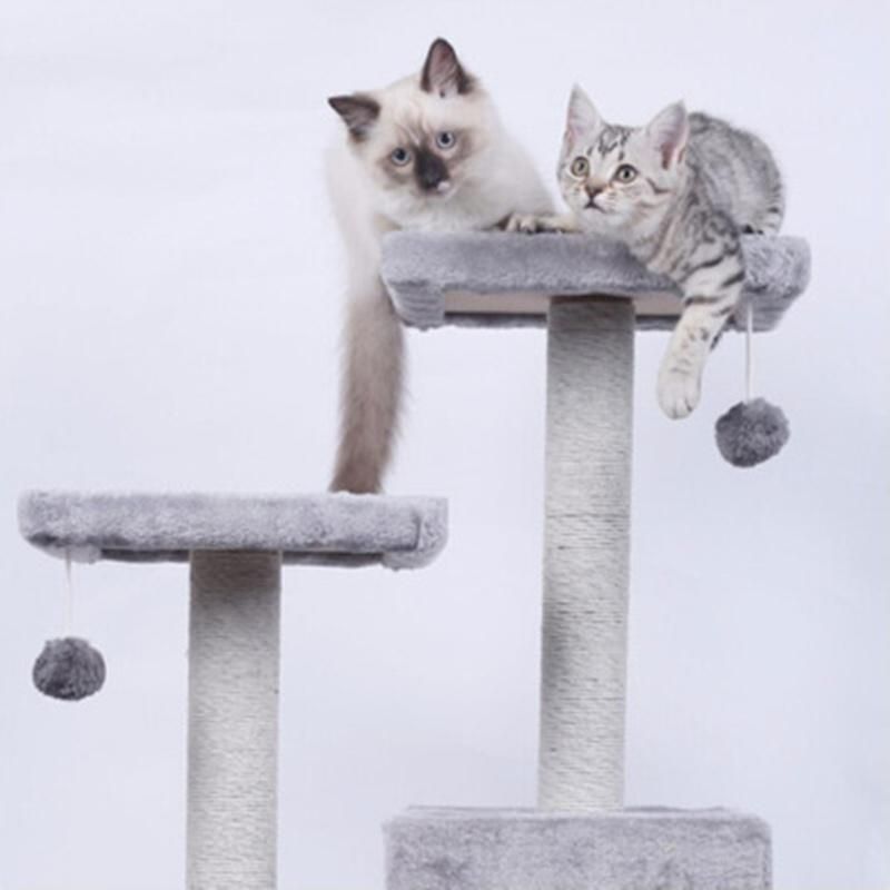 Large Wooden Scratch Climbing Tower Fashion DIY Deluxe Cat Tree Scratching Post Cat Tree to Ceiling