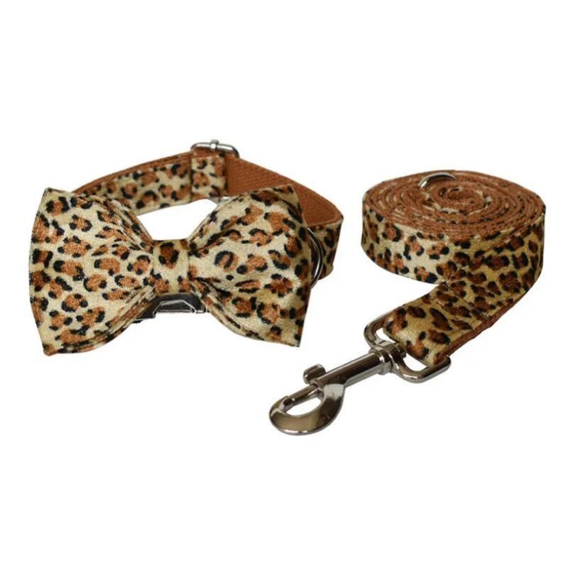 Super Polyester Farbic Leopard Dog Collar with Metal Buckle