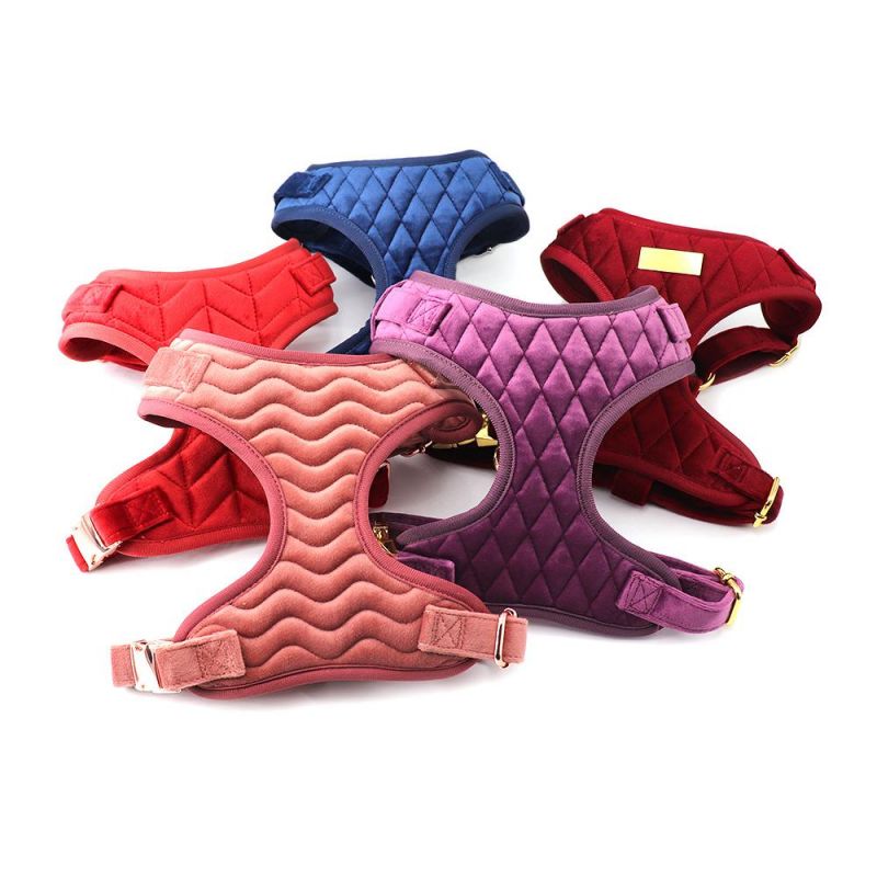 Hot Sale Classic Velvet Grid Dog Collar Leash Set Luxury Style