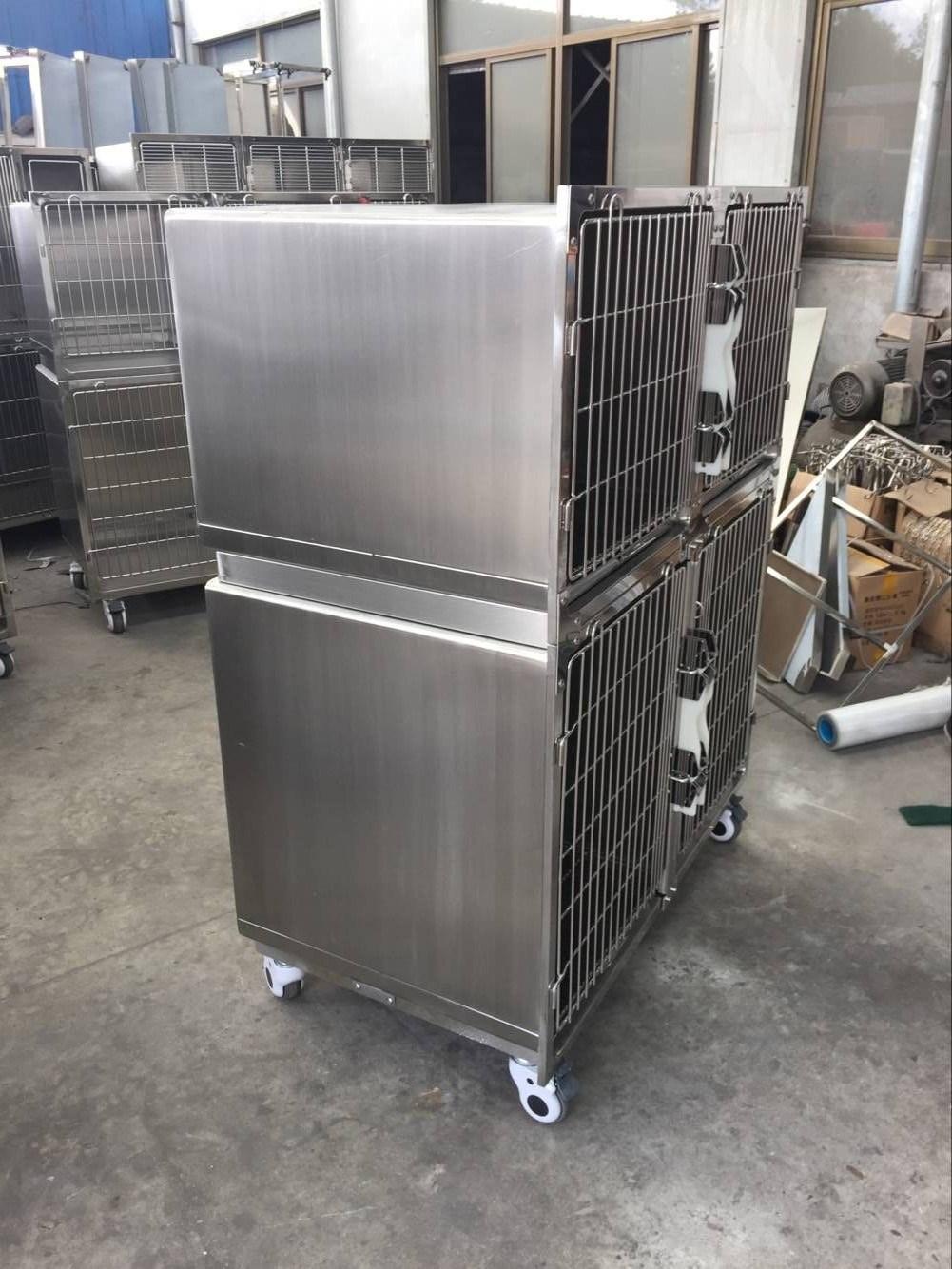 Cat Pet Clinic Cage 304 Stainless Steel Veterinary Cages with Oxygen Door