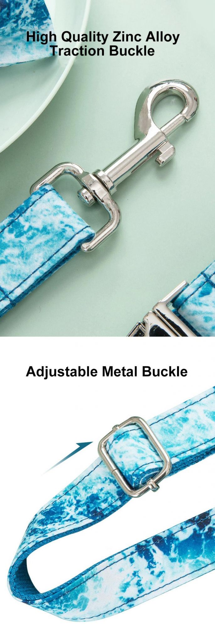 Custom Fashion Pet Collar and Leash Heat Transfer Sublimation Logo Printed Dog Collar Leash Set