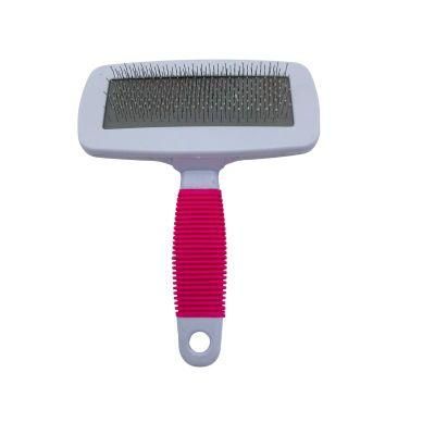 Stainless Steel Silicone Pet Hair Remover Dog Brush Grooming Red-L