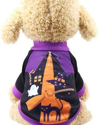 Halloween Pet Apparel Puppy Orange Pumpkin Sweatshirts for Small Dog and Cat