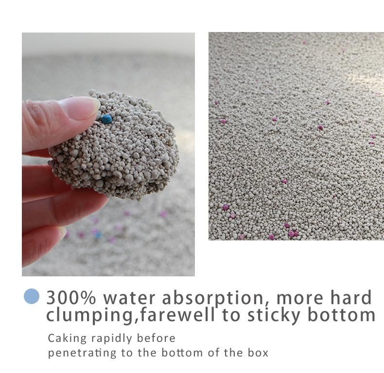 Bentonite Dust Free Cat Litter Colored with Pick and Blue Particles