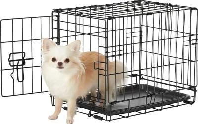 Black Metal Pet Dog Crate Durable Outdoor Large Folding Cage