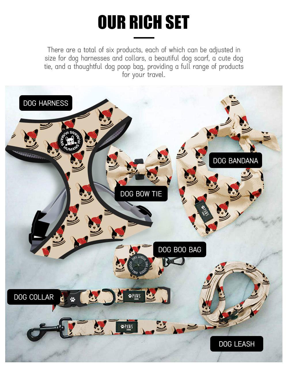High Quality Pet Supplies Custom Print Dog Harness Belt and Leash Set Dog Accessories Breathable /Epidemic Price