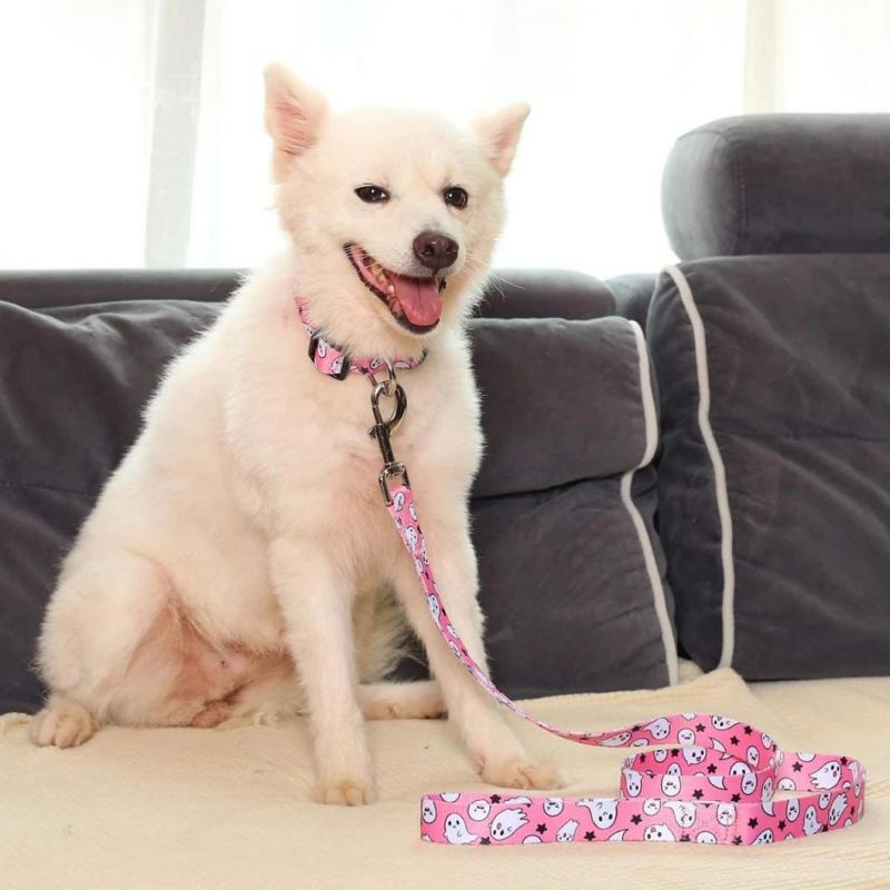Dog Halloween Collar with Pet Ghost Leash Set Cat Gift Adjustable Dog Cute Collars
