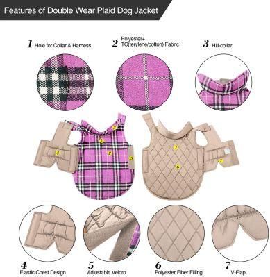 Cold Weather British Style Plaid Warm Dog Vest for Small Medium Large Dogs