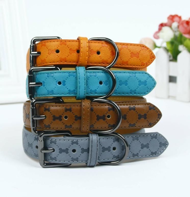 Luxury PU Leather Pet Collar Custom Colors Softly Padded Waterproof Classic Vegan Genuine Leather Dog Collar