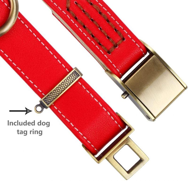 Adjustable Classic Luxury Padded Leather Dog Collar
