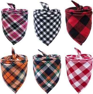 Washable Reversible Triangle Bibs Scarf, Plaid Painting Kerchief