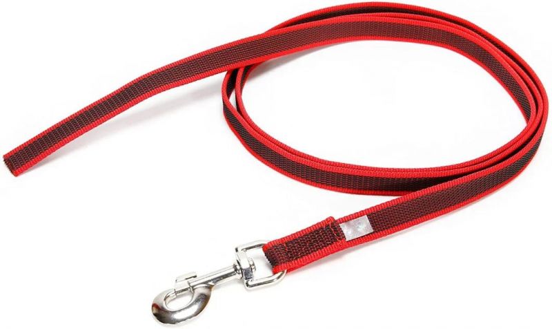 Red Dog Leash Strong Nylon Rope No Slip Rubber Stitched 6 FT Long with Handle