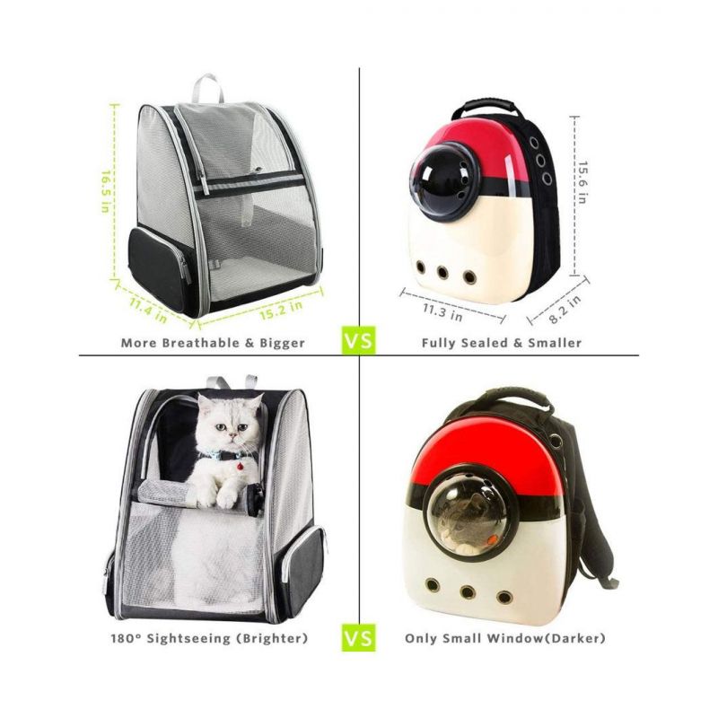 Pet Backpack Carrier Collapsible Buckle Support with Safety Straps for Small Catdog