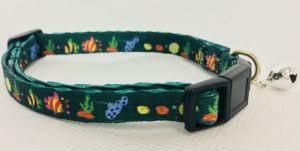 Cat Collar, Pet Collar, Dog Collar, Pattern Collar (Art: green fish)