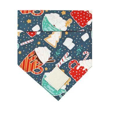 2022 New Pattern Free Wholesale Pet Square Christmas Triangle Plain Printed Customized Pet Scarf Custom Logo Dog Bandana