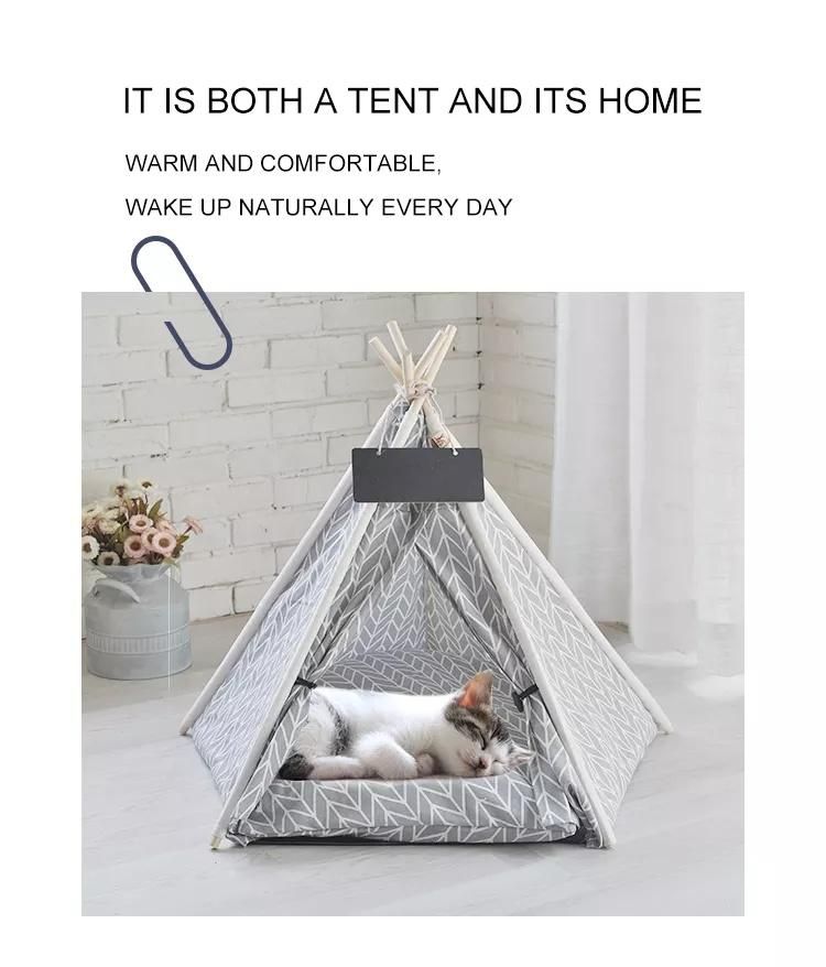 Wholesale New Soft Natural Linen Foldable Pet Tent