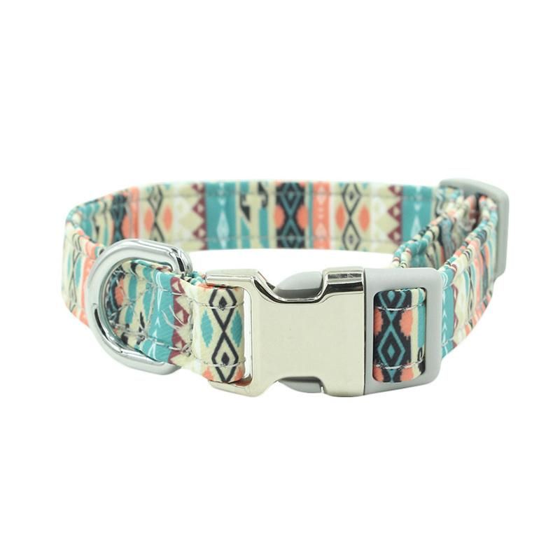 Beautiful Chrysanthemum Pet Collar with Metal Buckle