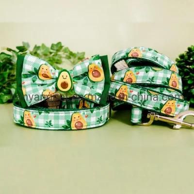 2022 New Design Avocado Plaid Dog Collar Leash Set Boy or Girl Gift Dog Collar and Lead Custom Adjustable Dog Collar and Leash Set