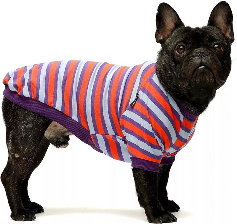 Fashion Design Striped T-Shirt French Bulldog Cotton Dog Rainbow Shirt Spring Clothes for Dog