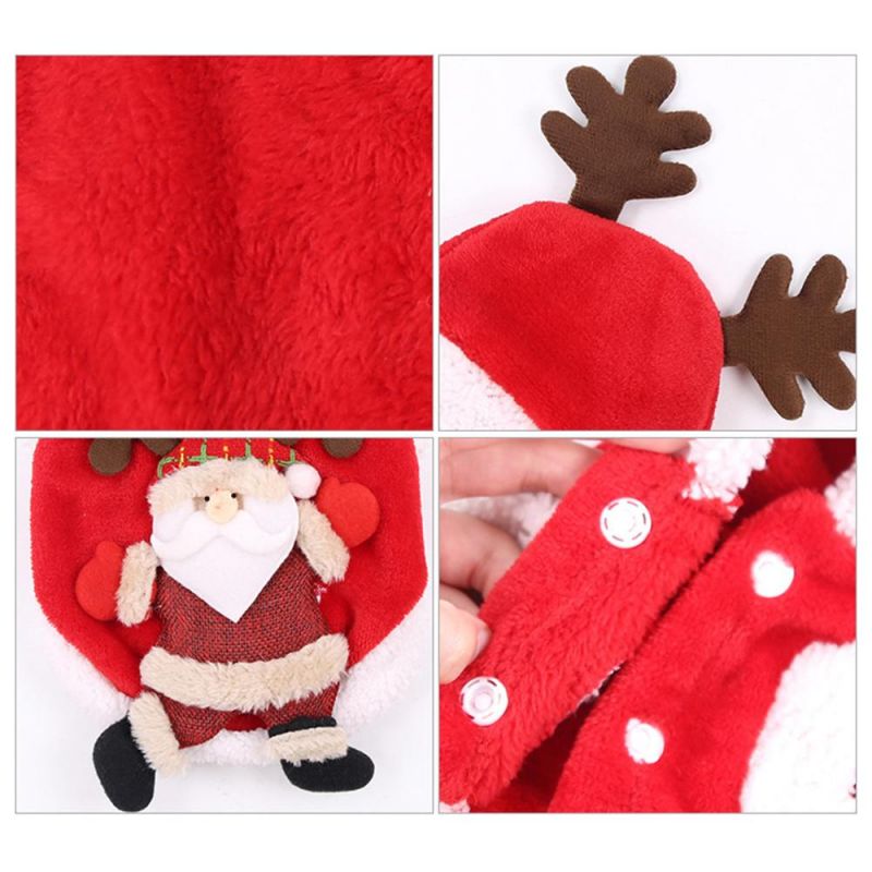 Christmas Santa Costume Kitten Puppy Outfit Hoodie Warm Pet Dog Clothes Clothing Accessories