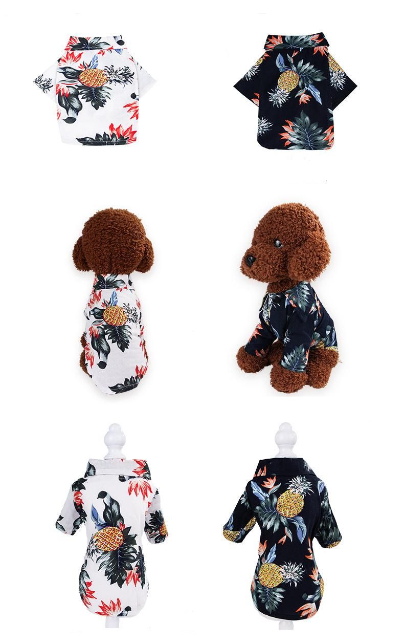 Spring and Summer Hawaiian Print Shirt Small and Medium Teddy Shiba Inu Pet Clothes