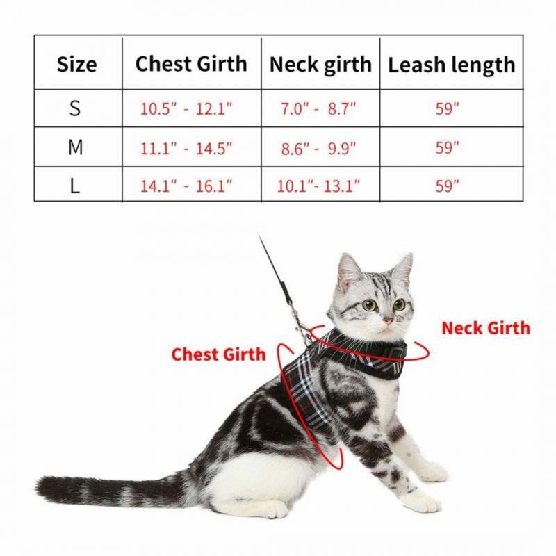Cat Walking Harness Escape Proof Adjustable Cat Vest with Leash