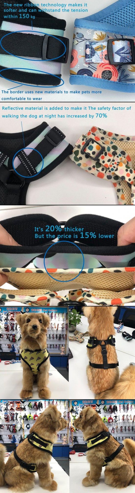 Loro Pet Customize Soft Pet No Pull Adjustable Dog Harness Leash Set Custom Reversible Small Designer Harness Vest Dog Harness