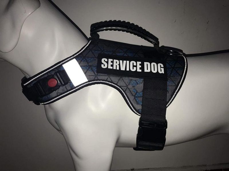 Adjustable and Reflective Plus Breathable/Heavy Duty Customized Patch Support Dog Harness for Working Dogs