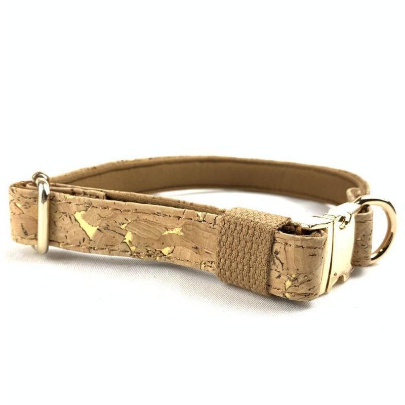 2021 New Eco Friendly Cork Leather Materials Hemp Webbing Dog Collar Leash and Harness Set with Poop Bag Dispenser