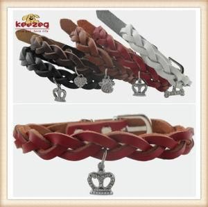 Handmade Real Leather Woven Dog Pet Collar /Pet Products (KC0038)