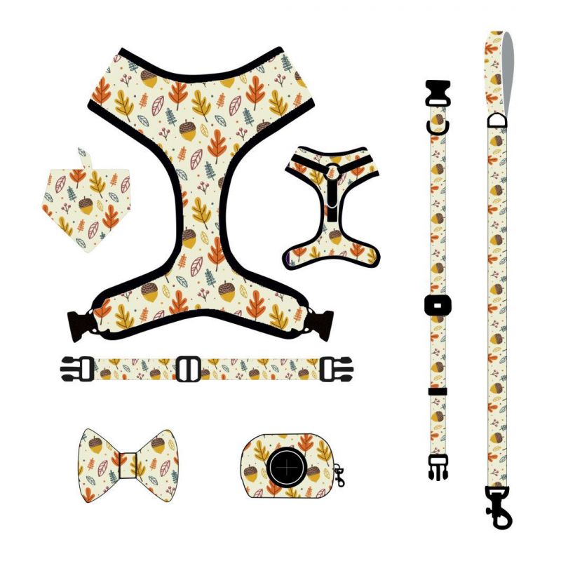 OEM/ODM Personalized Pet Accessories Print Reflective Quick Release Padded Polyester Pattern Dog Harness Set/Factory Price