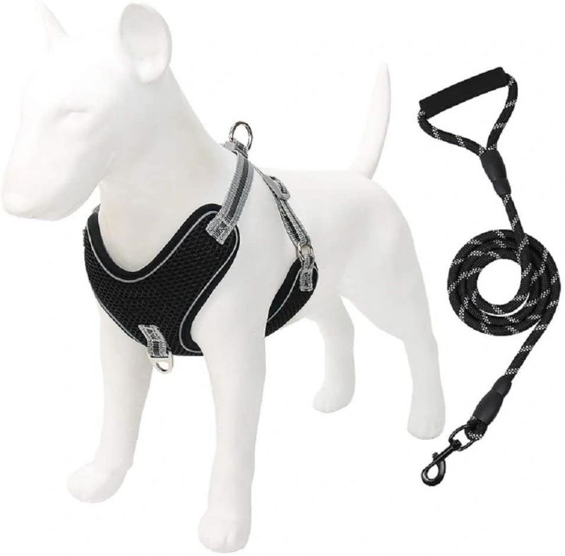 Soft Padded Thicken Air Mesh Dog Harnesses with Handle Leashes