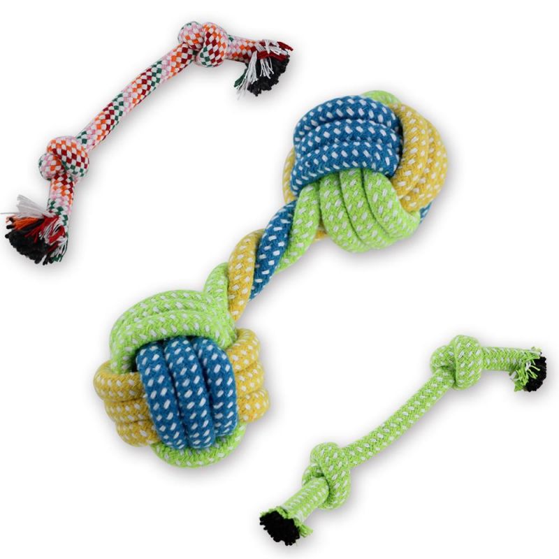 Pet Dog Cotton Rope Ball Interactive Toys Durable Professional Grinding Teeth Braided Cotton Knot Dog Toys Training Molar Toys