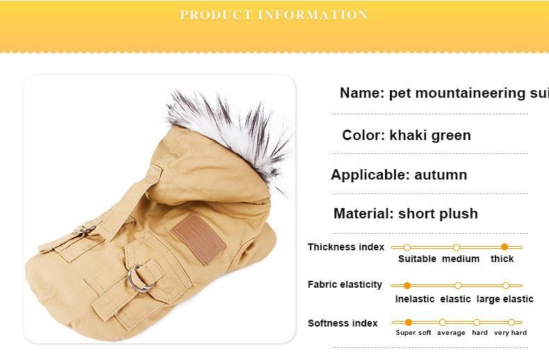Plush Hoodie Thicken Double Pocket Industrial Style Warm Dog Jacket Coat Costume Winter Dog Clothes