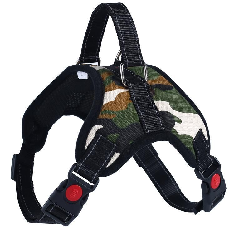 Hot Sale Custom Pattern Dog Harness Oxford Fabric Heavy Duty Bulldog Pet Training Harness Soft Nylon