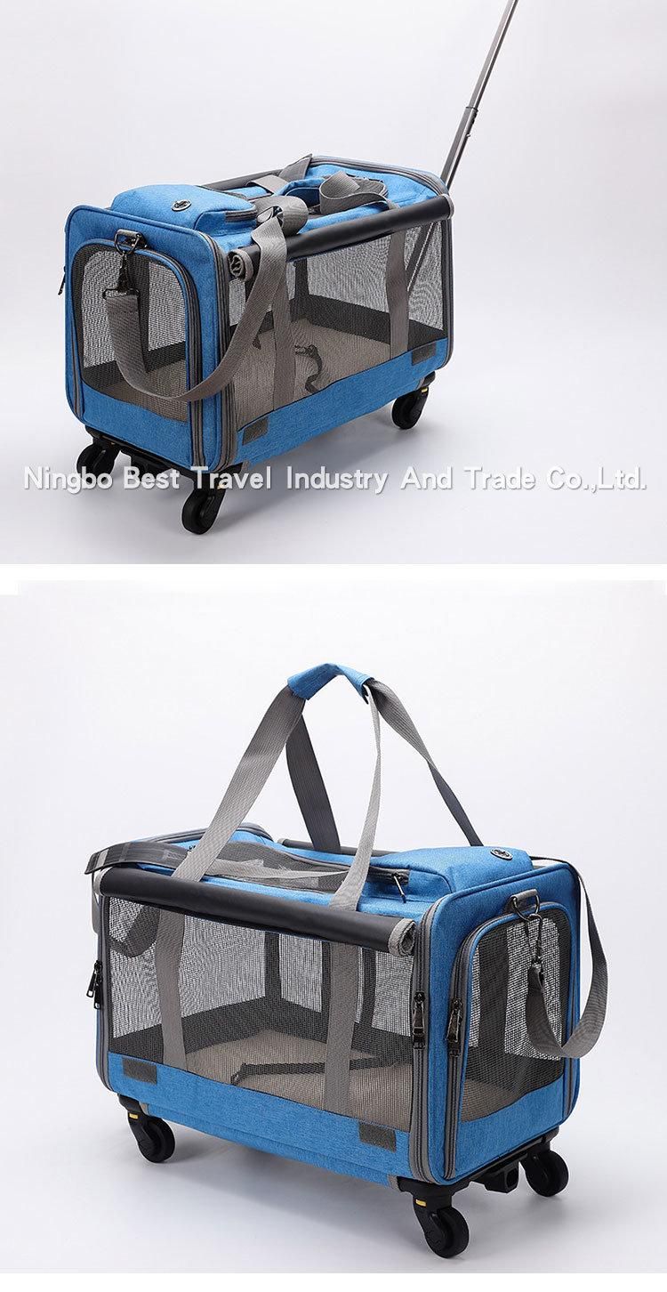 Wholesale Portable Trolley Pet Cat Dog Bag Foldable Large Capacity Pet Carrier
