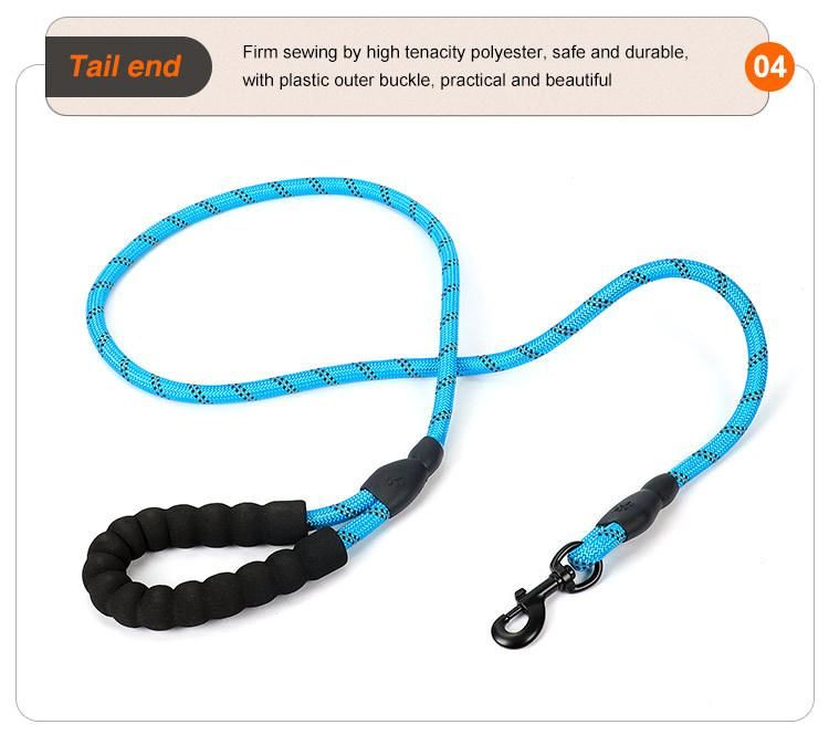 5 FT Strong Dog Nylon Rope Leash with Comfortable Padded Handle Highly Reflective Threads Dog Leashes