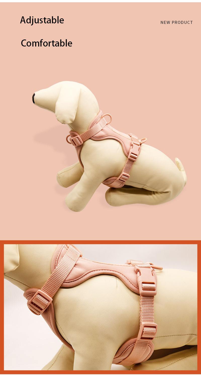 Pet Accessories Pet Collar Chest Back Leash Dog Harness Set PVC Pure Color Cute Dog Harness and Leash Set