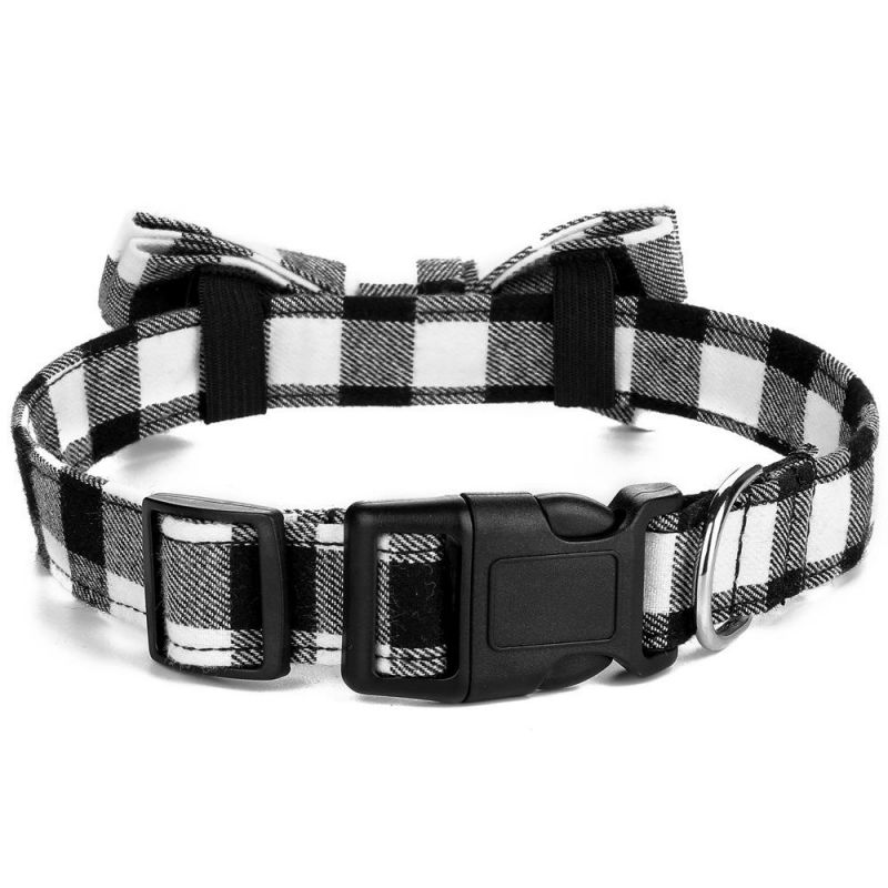 Bowknot Pet Dog Collar, Adjustable Buckle Kitty Necktie Light Dog Plaid Bow Tie Collar//