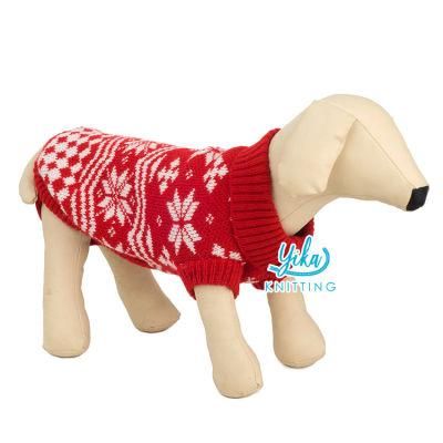 RPET Jacquard Christmas Pet Apparel Turtleneck Sleeveless Snowflake