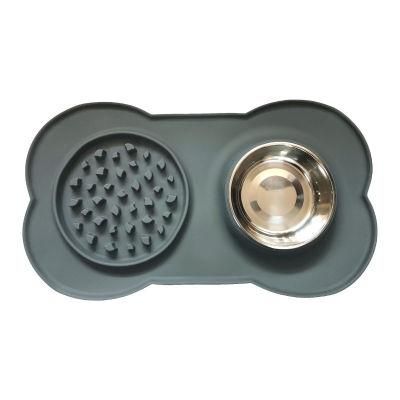 China Top Wholesale Pet Supplies Stainless Pet Dog Bowl Silicone Slow Dog Bowl